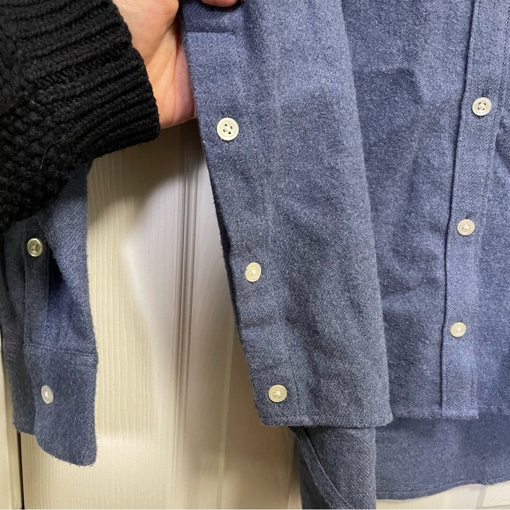 Madewell blue Flannel Side-Button Oversized Ex-Boyfriend Shirt S - Picture 10 of 11